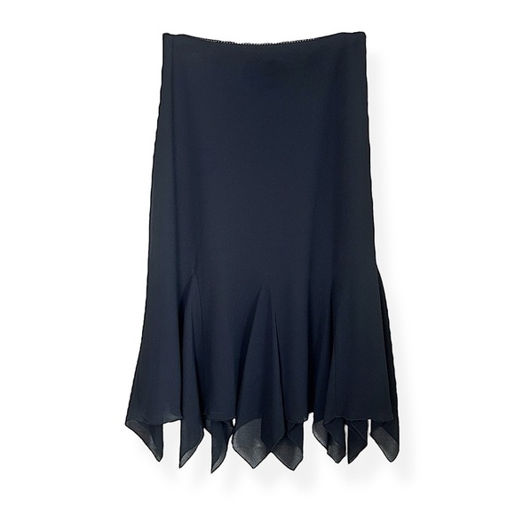 Ronni Nicole Black Midi Skirt M Flouncy Hanky Hem Witchy Whimsigoth Y2K Vintage - Picture 1 of 14